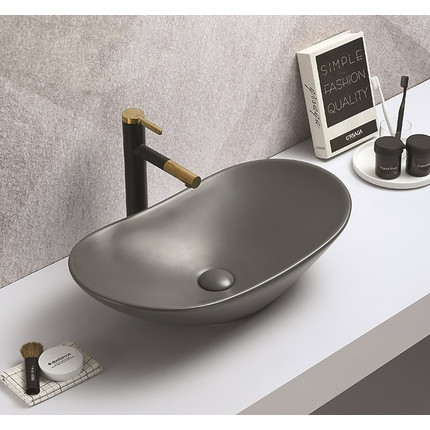 Раковина-чаша CeramaLux NC 61 см 7811AMDH-2, серый - фото 2