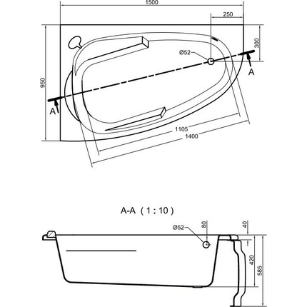 Ванна акриловая Cersanit Joanna L 150x95 см, Размер - мм: 1500х950 - фото 15