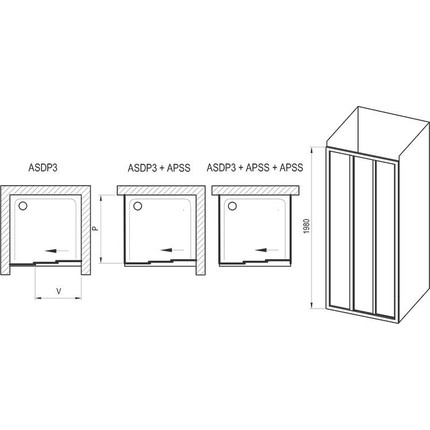 Душевая дверь Ravak Supernova ASDP3 90 см 00V701R211 белый/pearl, Цвет стекла: матовое, Цвет профиля: хром, Размер - мм: 900 - фото 11