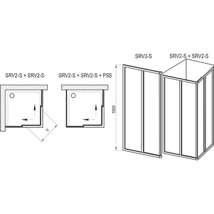 Душевое ограждение Ravak Supernova SRV2-S+SRV2-S-75x75 см 14V30UO2Z1 сатин/прозрачное - фото 6