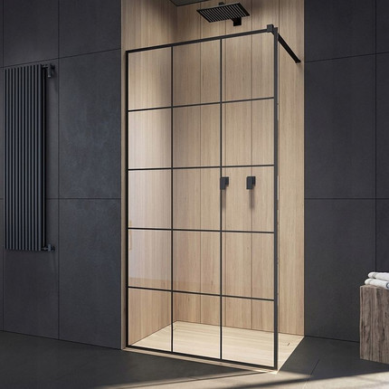 Душевая перегородка Radaway Modo New Black II Factory 140x200 см 389144-54-55 (стекло 8 мм), черный/прозрачное - фото 