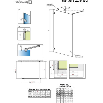 Душевое ограждение Radaway Euphoria Walk-in VI 140x80 см (стекло 8 мм), хром/прозрачное - фото 11