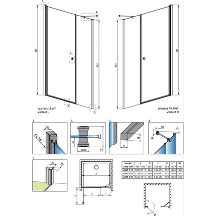 Душевая дверь Radaway Eos DWS 110 см 137991-01-01L, хром/прозрачное - фото 12