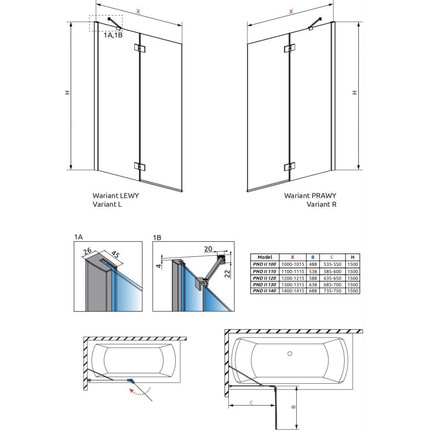 Шторка для ванны Radaway Essenza New PND II 140 см 10002140-01-01L, хром/прозрачное - фото 5