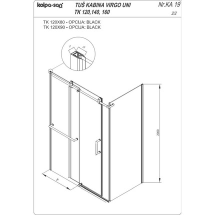 Душевое ограждение Kolpa-San Virgo TK 120x90 см (стекло 8 мм), хром/прозрачное - фото 5