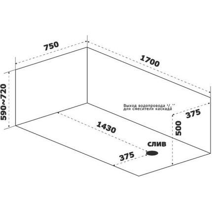 Ванна акриловая Bas Нирвана 170х75 см (на каркасе), Размер - мм: 1700х750 - фото, картинка 6 Ванна акриловая Bas Нирвана 170х75 см (на каркасе), Размер - мм: 1700х750 - фото 6