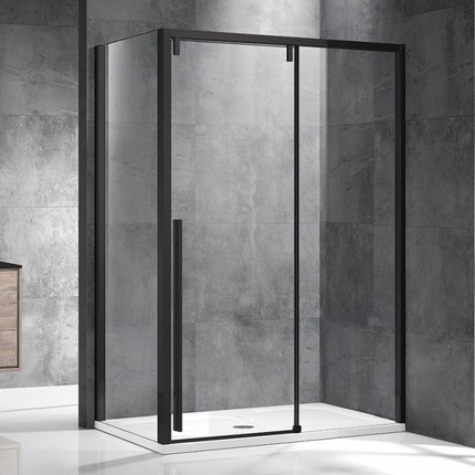 Душевое ограждение Vincea Lugano 130x80 см VSR-1L8013CLB-1 (стекло 8 мм), черный/прозрачное - фото 