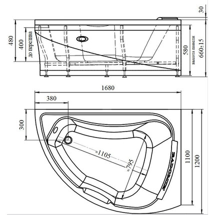 Ванна гидромассажная Радомир Альбена 168x120 см L (Гидромассаж "Терапия" Gold) - фото 2