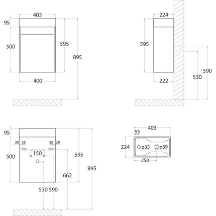 Тумба подвесная с раковиной Art&Max Family-400-1D-SO-CV 40 см, цемент - фото 7
