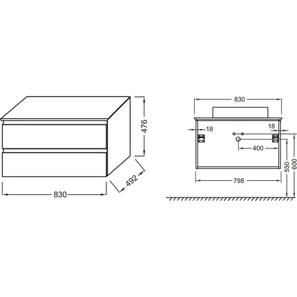 Тумба подвесная со столешницей Jacob Delafon Madeleine 83 см EB2083-J51, белый матовый - фото, картинка 7 Тумба подвесная со столешницей Jacob Delafon Madeleine 83 см EB2083-J51, белый матовый - фото 7
