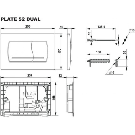 Кнопка смыва Roca Active 52B 8901150B0, белый - фото, картинка 2 Кнопка смыва Roca Active 52B 8901150B0, белый - фото 2