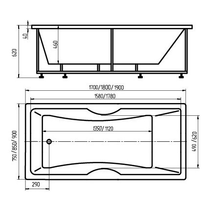Ванна гидромассажная Aquatek Феникс 180x85 см модель 2 - фото 6