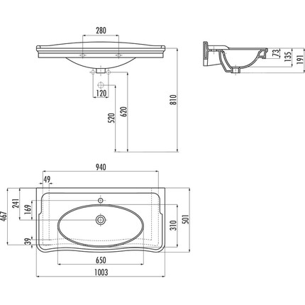 Раковина подвесная Creavit Antik 100 см AN100.00000 - фото 4
