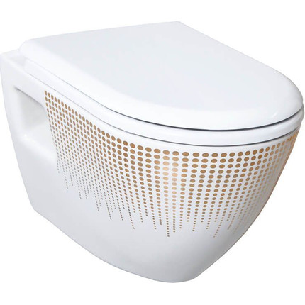 Унитаз-биде подвесной Creavit Terra TP325.000T0, декор круги, золото - фото 