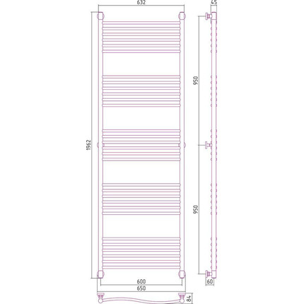 Полотенцесушитель водяной Сунержа Флюид+ П30 1900x600 мм 00-0222-1960 - фото 7