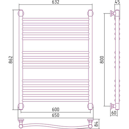 Полотенцесушитель водяной Сунержа Флюид+ П14 800x600 мм 00-0222-8060 - фото 6