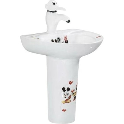 Раковина с пьедесталом детская SantiLine 43 см SL-2115 с рисунком - фото 