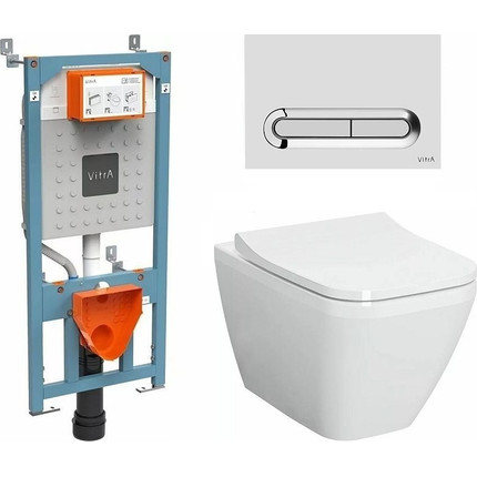 Инсталляция с подвесным безободковым унитазом Vitra Integra Square 9856B003-7206 - фото 