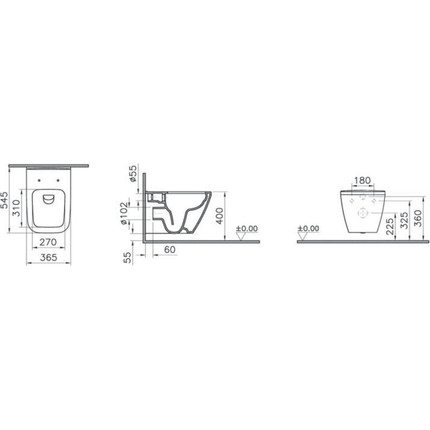 Инсталляция с подвесным безободковым унитазом Vitra Integra Square 9856B003-7206 - фото 6