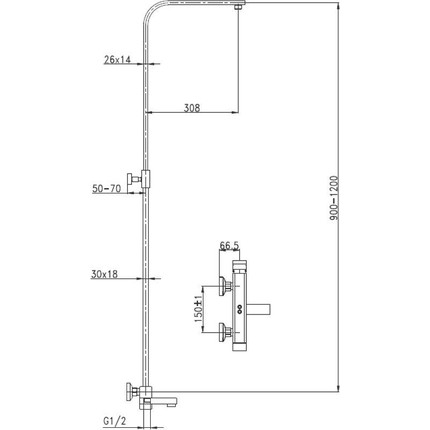 Душевая стойка Aquanet Gotic AF440-72-S-B 243327, чёрный матовый - фото 4