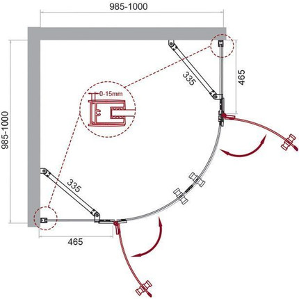 Душевое ограждение BelBagno 100х100 см KRAFT-R-2-100-C-Cr, хром/прозрачное - фото 2