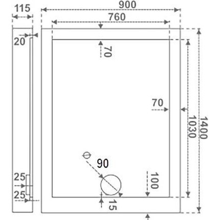 Акриловый поддон Bas Олимпик 140x90 см - фото, картинка 3 Акриловый поддон Bas Олимпик 140x90 см - фото 3
