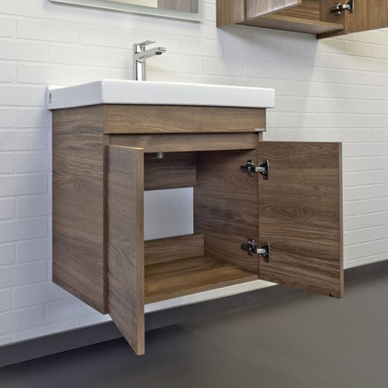 Тумба подвесная с раковиной Comforty Осло 60 см, дуб тёмно-коричневый - фото, картинка 5 Тумба подвесная с раковиной Comforty Осло 60 см, дуб тёмно-коричневый - фото 5