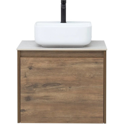 Тумба подвесная со столешницей Aquanet Nova Lite 60 см 249511 (1 ящик) дуб рустикальный, Цвет фасада: тёмное дерево - фото 4