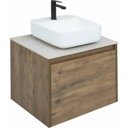 Тумба подвесная со столешницей Aquanet Nova Lite 60 см 249511 (1 ящик) дуб рустикальный, Цвет фасада: тёмное дерево - фото 7