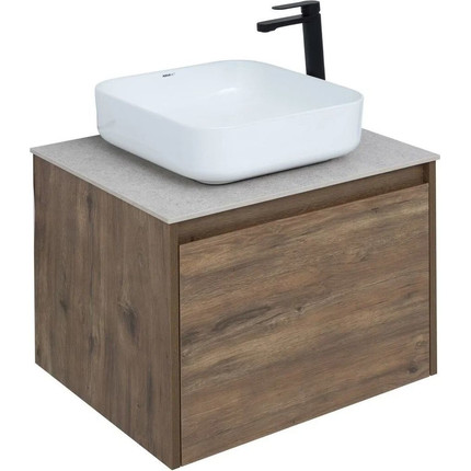 Тумба подвесная со столешницей Aquanet Nova Lite 60 см 249511 (1 ящик) дуб рустикальный, Цвет фасада: тёмное дерево - фото 9