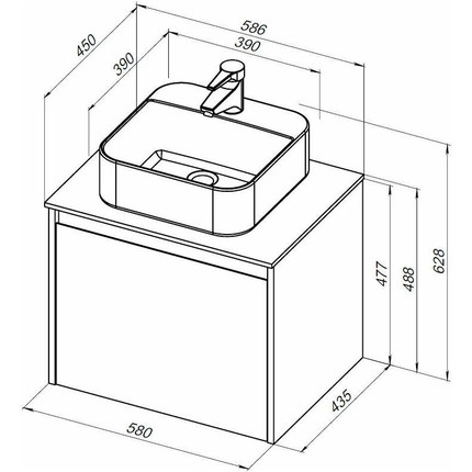 Тумба подвесная со столешницей Aquanet Nova Lite 60 см 249511 (1 ящик) дуб рустикальный, Цвет фасада: тёмное дерево - фото 11