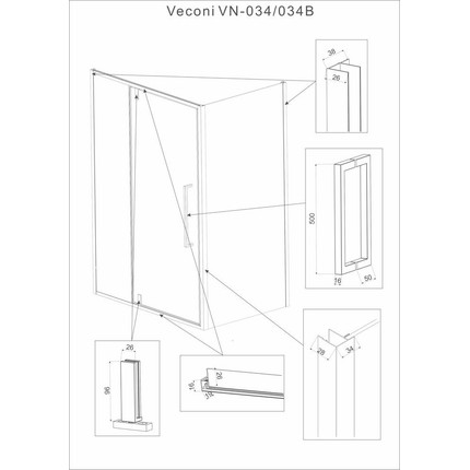 Душевое ограждение Veconi Rovigo 100x70 см RV034-10070-01-C7, хром/прозрачное - фото 4