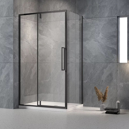 Душевое ограждение Veconi Rovigo 100x90 см RV034B-10090-01-C7, чёрный/прозрачное - фото 