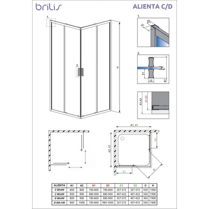 Душевое ограждение Radaway Alienta C 90x90 см, хром/прозрачное - фото 2