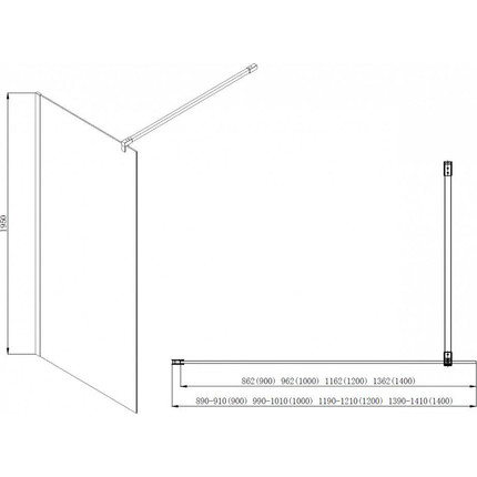 Душевая перегородка Azario Chicago Walk-in 90 см AZ-NAR6310 900 (стекло 8 мм) с кронштейном в комплекте, хром/прозрачное - фото 4