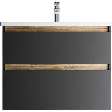 Тумба подвесная с раковиной Am.Pm X-Joy 80 см M85AFHX0802BM, черный матовый, Цвет фасада: чёрный - фото 