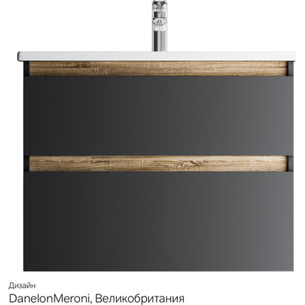 Тумба подвесная с раковиной Am.Pm X-Joy 80 см M85AFHX0802BM, черный матовый, Цвет фасада: чёрный - фото 10