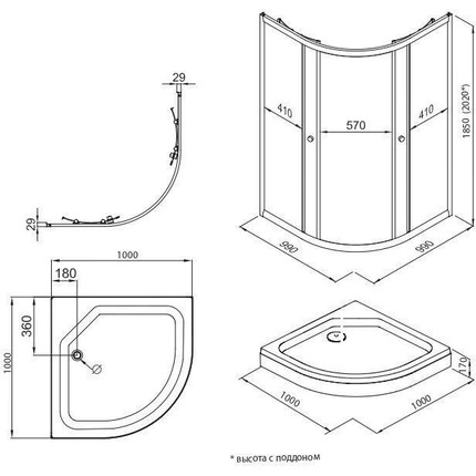 Душевое ограждение Triton Альфа 100x100 см, хром/прозрачное - фото 8