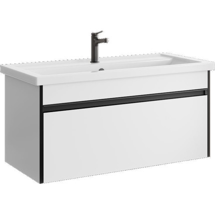 Тумба подвесная с раковиной Aqwella Urban 100 см URB0110W, белый глянцевый, Цвет фасада: белый - фото 