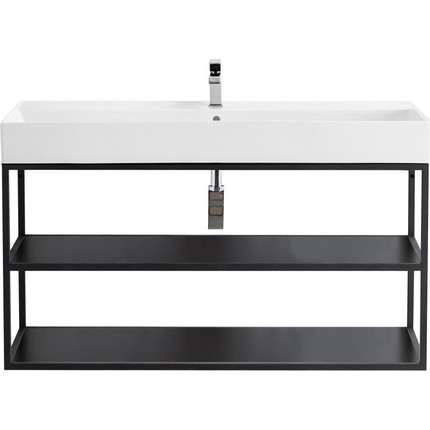 Консоль подвесная с раковиной Cezares CADRO-120/46/58-2C-SO-MET-ST 120 см, Nero - фото 2