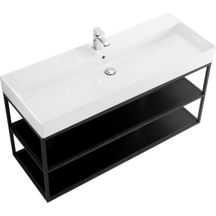 Консоль подвесная с раковиной Cezares CADRO-120/46/58-2C-SO-MET-ST 120 см, Nero - фото 