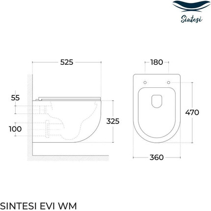 Унитаз подвесной безободковый Sintesi Evi SIN-TS-EVI-151WM с крышкой микролифт, белый матовый, Цвет производителя: белый матовый - фото 2