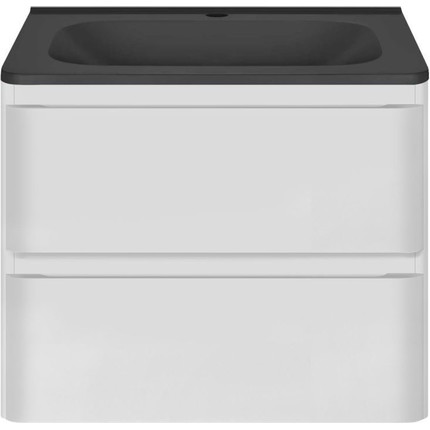 Тумба подвесная с раковиной Vincea Vico 60 см VMC-2V600GW (раковина черная VCB-2VP600B), белый глянец - фото 