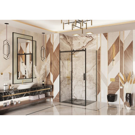 Душевое ограждение Ambassador Benefit 140x120 см 19021203HB-120HB (стекло 8 мм) чёрный/прозрачное - фото 3