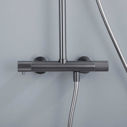 Душевая стойка с термостатом Vincea Desire VSFS-1D0TGM, вороненая сталь - фото 6
