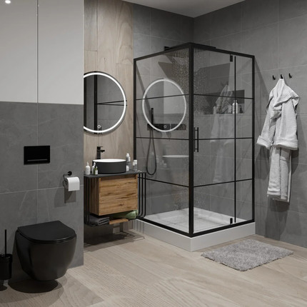 Душевое ограждение Niagara Nova 90x90 см NG-0290-08 BLACK, черный/прозрачное - фото 