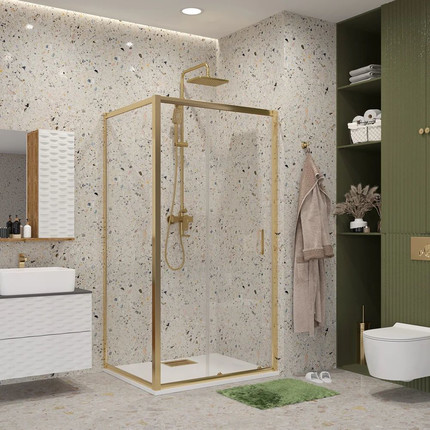Душевое ограждение Niagara Nova 100x80 см NG-42-10AG-NG-A80G, золото/прозрачное - фото 