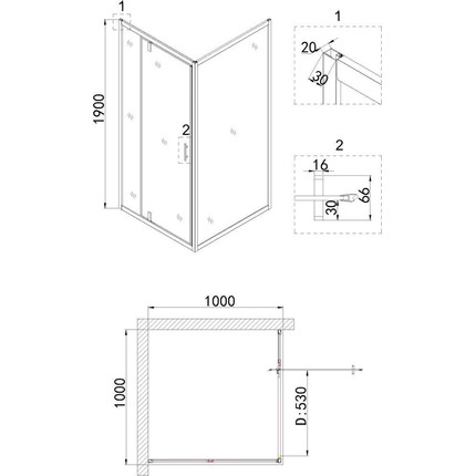 Душевое ограждение Niagara Nova 100x100 см NG-63-10A-NG-A100, хром/прозрачное - фото 5
