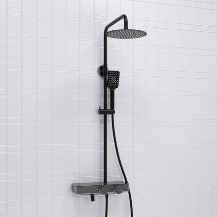 Душевая стойка с термостатом WasserKraft A114.258.130.CB Thermo, черный - фото 2