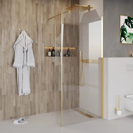 Душевая перегородка Niagara Nova 100 см NG-644-10GOLD с кронштейном, золото/прозрачное - фото 